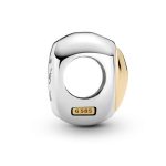 Strieborný kúzlo, srdce, s ružovozlatým zdobením