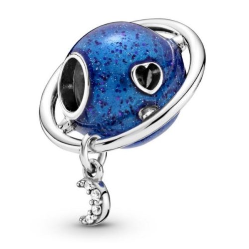 Strieborný prívesok s mesiacom, modrý