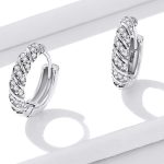 Strieborné kruhové náušnice s krištáľom