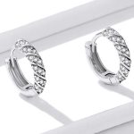 Strieborné kruhové náušnice s krištáľom