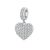 Strieborné kúzlo, srdce s krištáľom