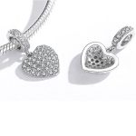 Strieborné kúzlo, srdce s krištáľom