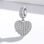 Strieborné kúzlo, srdce s krištáľom