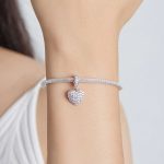 Strieborné kúzlo, srdce s krištáľom