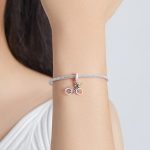 Strieborný prívesok, ružový bicykel