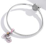 Strieborný prívesok, ružový bicykel