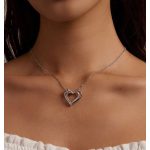 Strieborný náhrdelník s dvojitým srdcom, prívesok motýľ