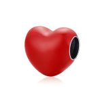 Strieborné kúzlo, srdce, červené