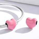 Strieborné kúzlo, srdce, ružové