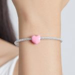 Strieborné kúzlo, srdce, ružové