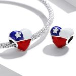 Strieborné kúzlo, srdce, vzor vlajky