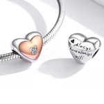 Strieborné kúzlo, srdce, ružové zlato