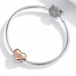 Strieborné kúzlo, srdce, ružové zlato