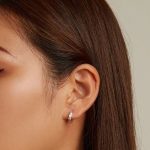 Dámske náušnice, strieborné, s farebnými srdiečkami