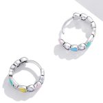 Dámske náušnice, strieborné, s farebnými srdiečkami