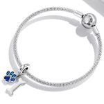 Strieborné kúzlo, labka a kosť, modré