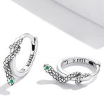 Dámske náušnice, strieborné, had