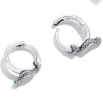 Dámske náušnice, strieborné, had