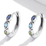 Dámske náušnice, strieborné, farebné oči