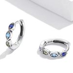 Dámske náušnice, strieborné, farebné oči