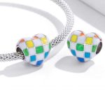 Strieborný prívesok, kárované srdce