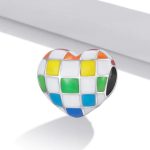 Strieborný prívesok, kárované srdce