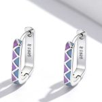 Strieborné náušnice, farebné, štvorcové