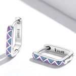 Strieborné náušnice, farebné, štvorcové