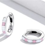 Strieborné kruhové náušnice, bielo-ružové