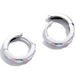 Strieborné kruhové náušnice, bielo-ružové