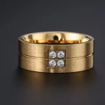 Dámsky snubný prsteň, nehrdzavejúca oceľ, starožitné zlato, veľkosť 5