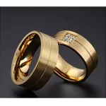 Dámsky snubný prsteň, nehrdzavejúca oceľ, starožitné zlato, veľkosť 6