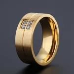 Dámsky snubný prsteň, nehrdzavejúca oceľ, starožitné zlato, veľkosť 6