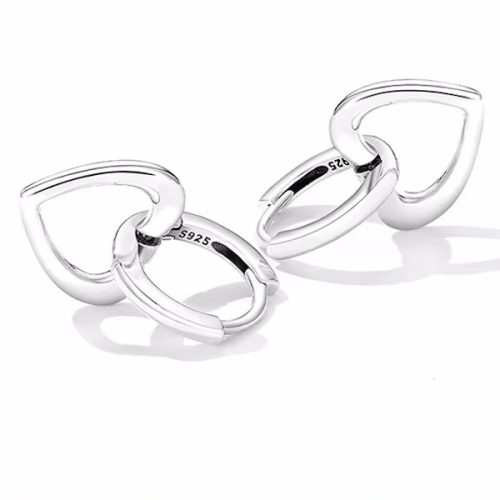 Ezüst fülbevaló, szív