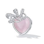 Strieborné kúzlo, srdce, ružové