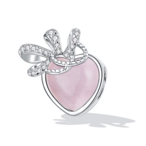 Strieborné kúzlo, srdce, ružové
