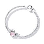 Strieborné kúzlo, srdce, ružové