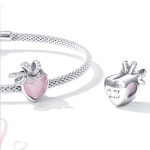 Strieborné kúzlo, srdce, ružové