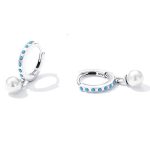 Strieborné náušnice s perlami, tyrkysové