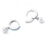 Strieborné náušnice s perlami, tyrkysové