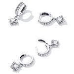 Strieborné náušnice, štvorcové