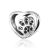 Strieborné kúzlo, srdce s čiernou psou labkou