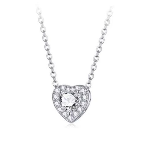 Ezüst nyaklánc cirkóniumszívvel