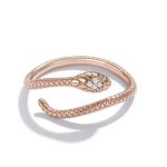 Strieborný prsteň, had, ružové zlato