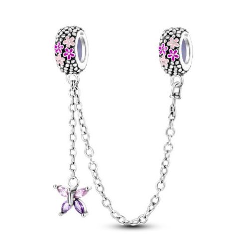 Strieborný prívesok s bezpečnostnou retiazkou, motýľ