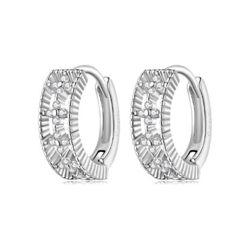 Strieborné náušnice s bielym kryštálom