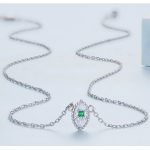 Strieborný náhrdelník so zeleným kryštálom