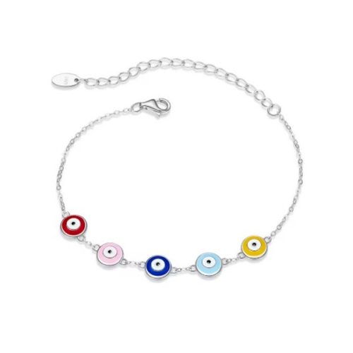 Ezüst karkötő, őrző szemek