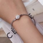 Strieborný náramok, ružový, 19 cm