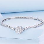 Strieborný náramok, ružový, 19 cm